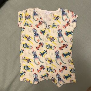 Angel Dear Henley Shortalls with race car theme